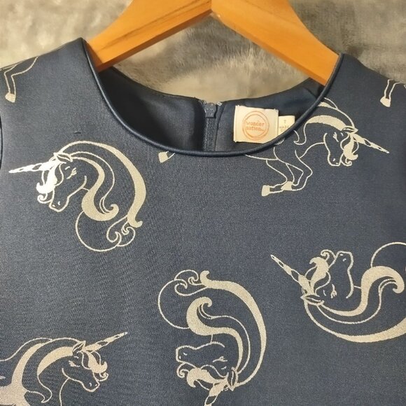 Wonder Nation Girls Dress Size 7 Blue Unicorn Print Sleeveless Bow Pleated Hem - Picture 5 of 13